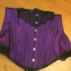 Corset steel-boned underbust in purple satin